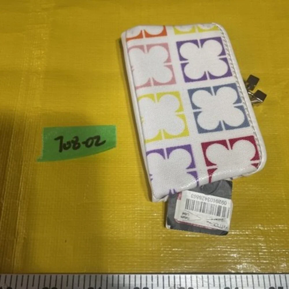 Liz Claiborne Multicolor Logo Kiss Lock Coin Purse Wallet White New With Tags